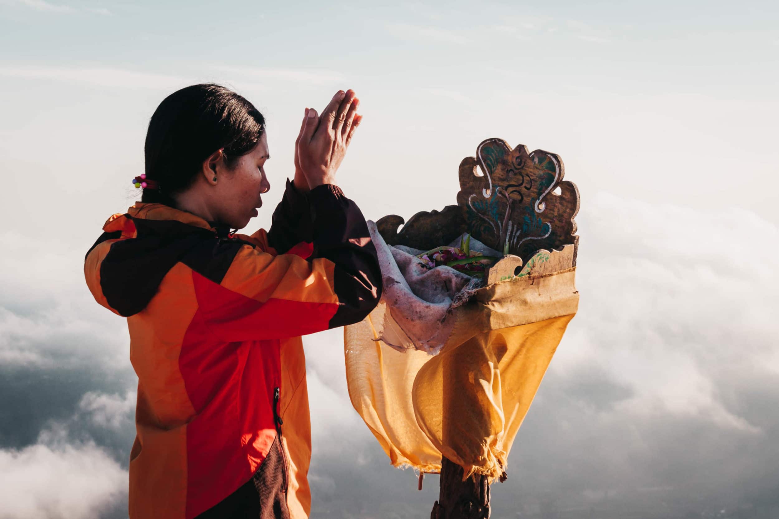 religious hindu at the mount batur photography